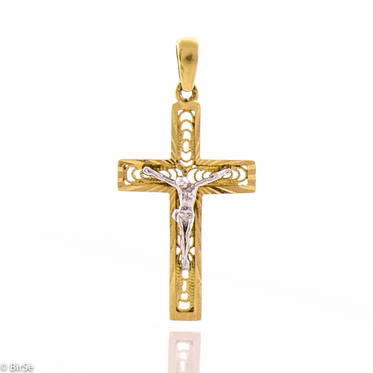 Художествен Златен Кръст с Разпятието на Исус Христос