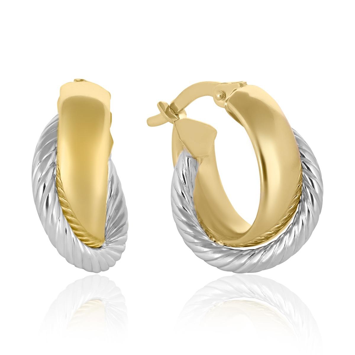 Дамски Обеци- "Симбиоза" от Двуцветно Злато