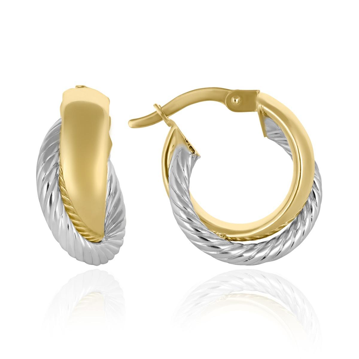 Дамски Обеци- "Симбиоза" от Двуцветно Злато