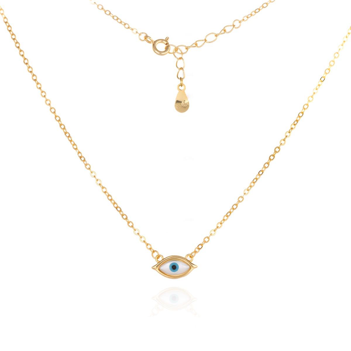 Дамско Колие от Жълто Сребро Синьо Око