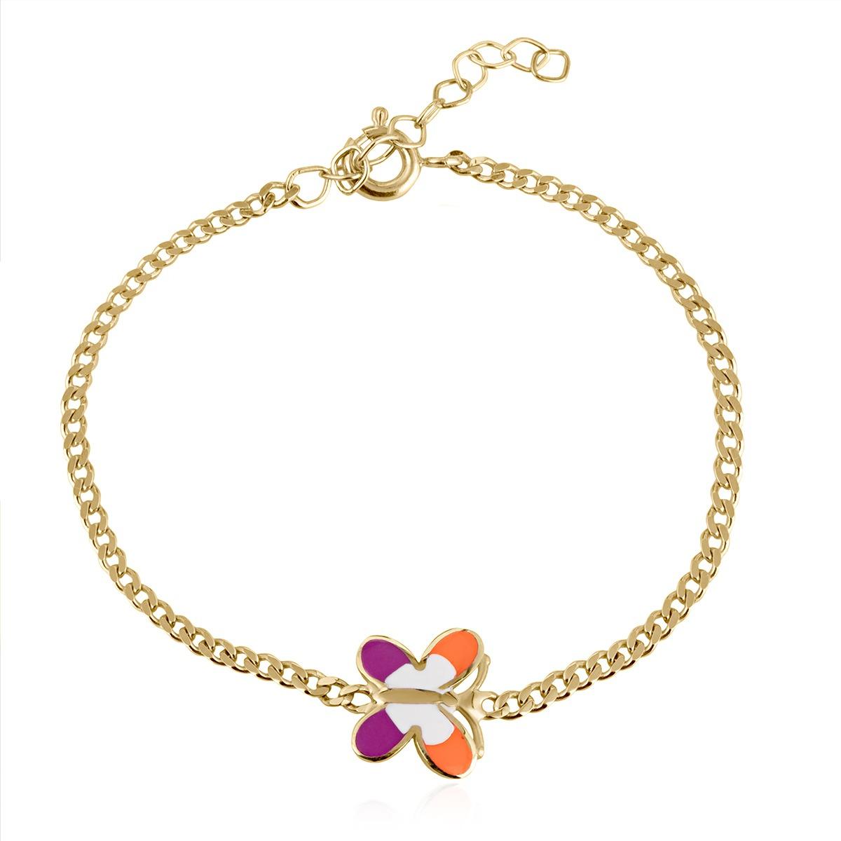 Детска Златна Гривна с Пъстра Пеперудка