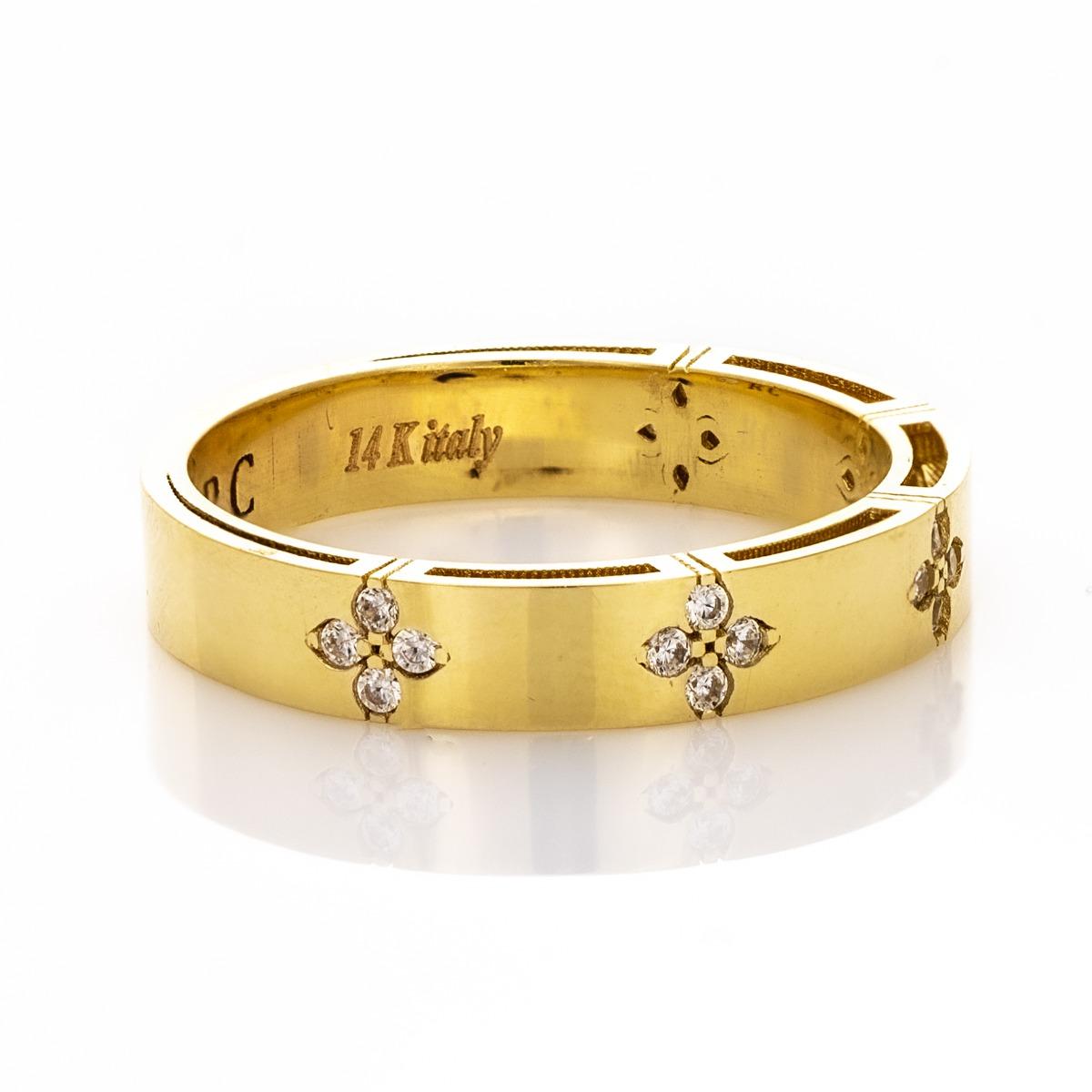 Златен Пръстен Халка с Циркони Италиански Стил