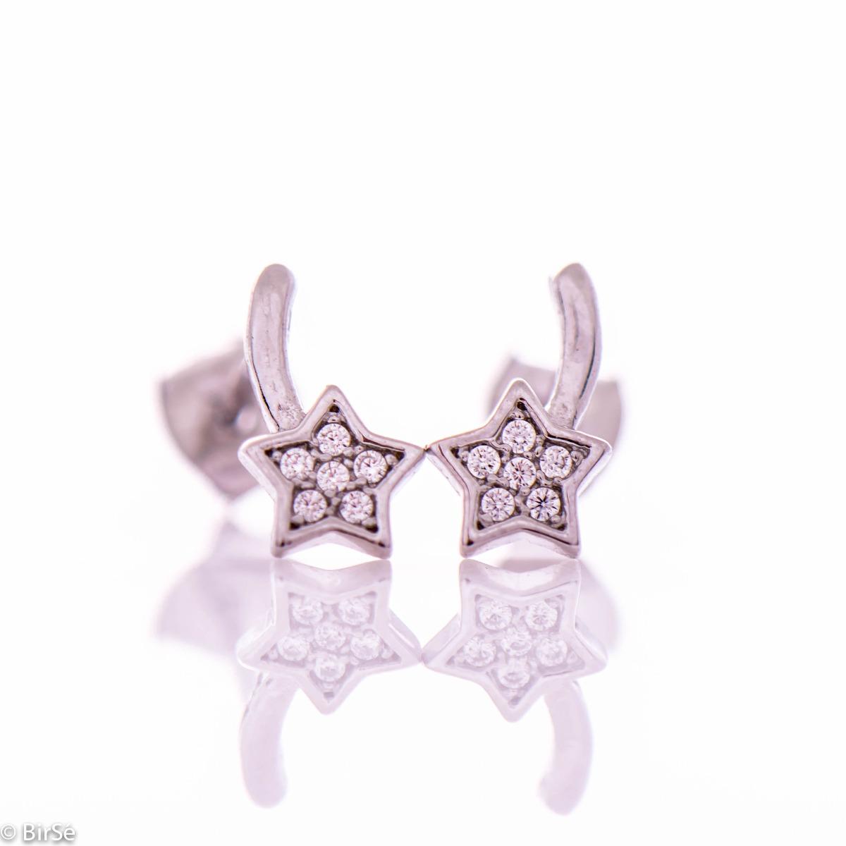 Сребърни Нежни Обеци Звезди