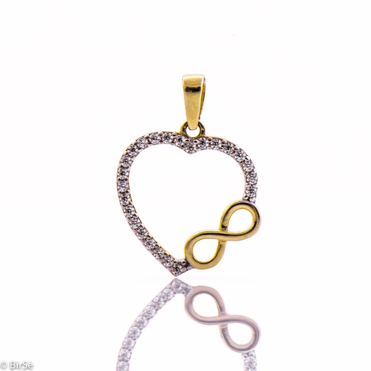 Ефектна Златна Висулка Сърце с Безкрайност