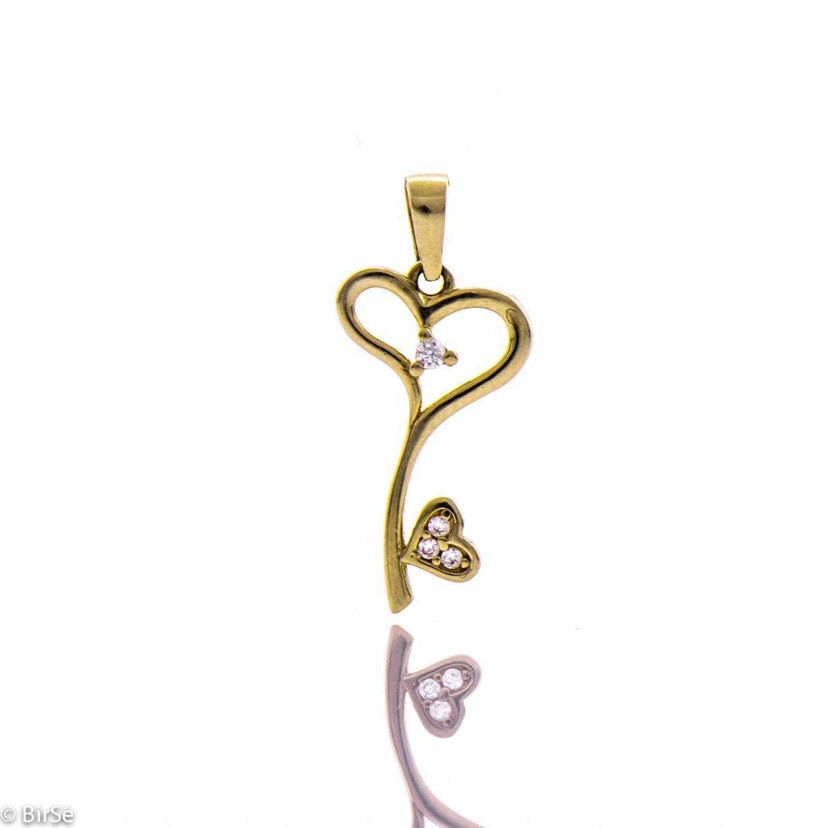 Златна Висулка Ключе със Сърцевидна Основа