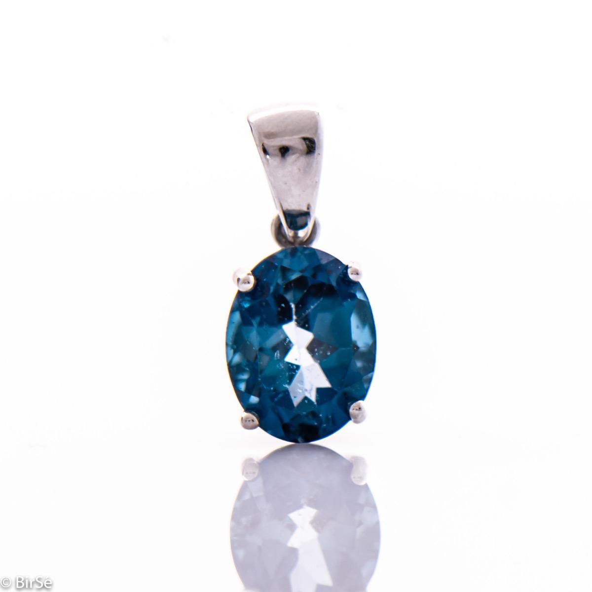 Висулка от Бяло Злато и Естествен Лондон Топаз | В Комплект