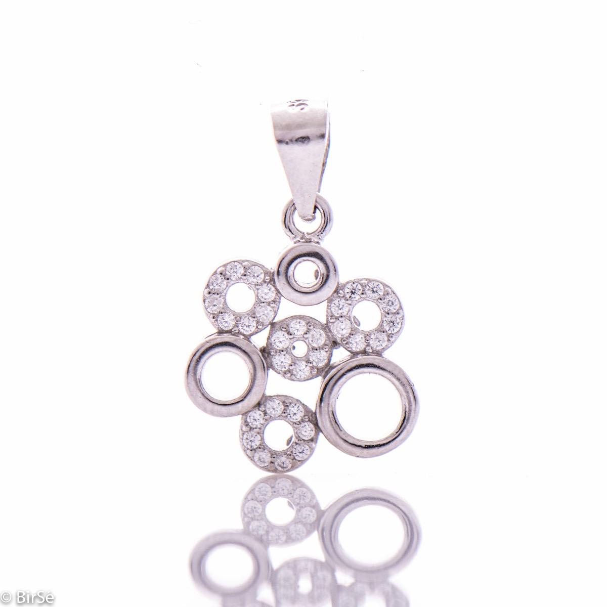 Ефктна Сребърна Висулка с Бляскави Кръгчета | Цена 28 лв