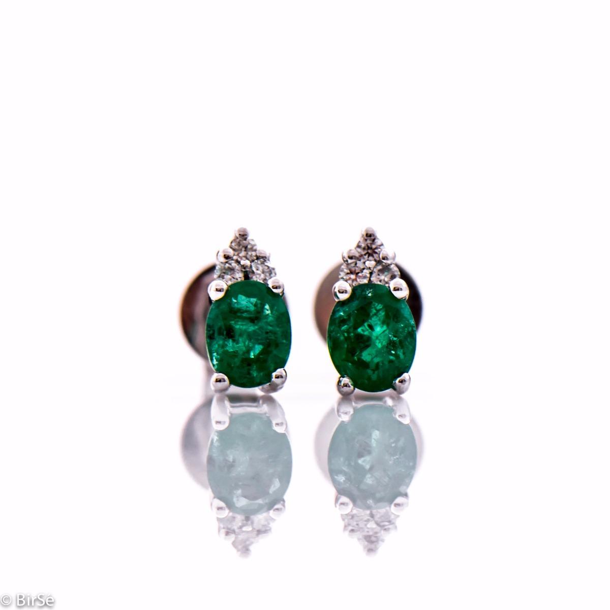 Магически Златни Обеци с Естествен Изумруд