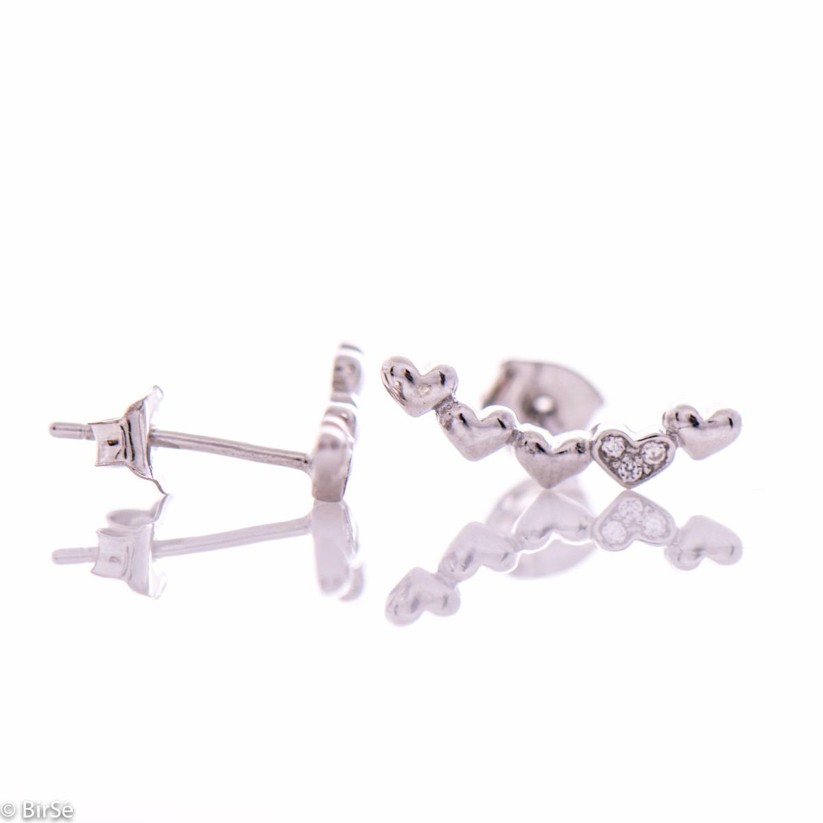 Сребърни обеци - Сърчица