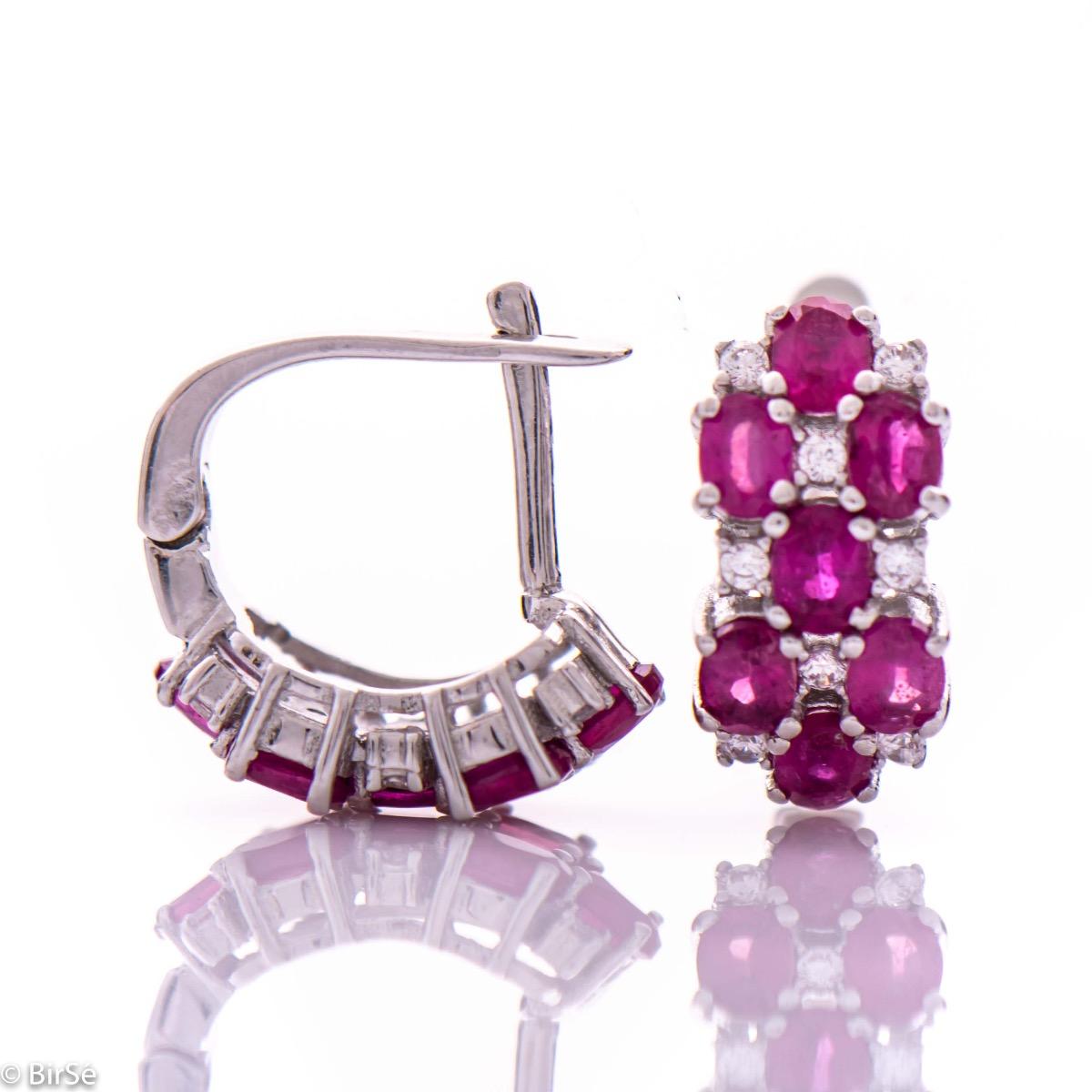 Сребърни обеци - Естествен рубин 4,90 ct.