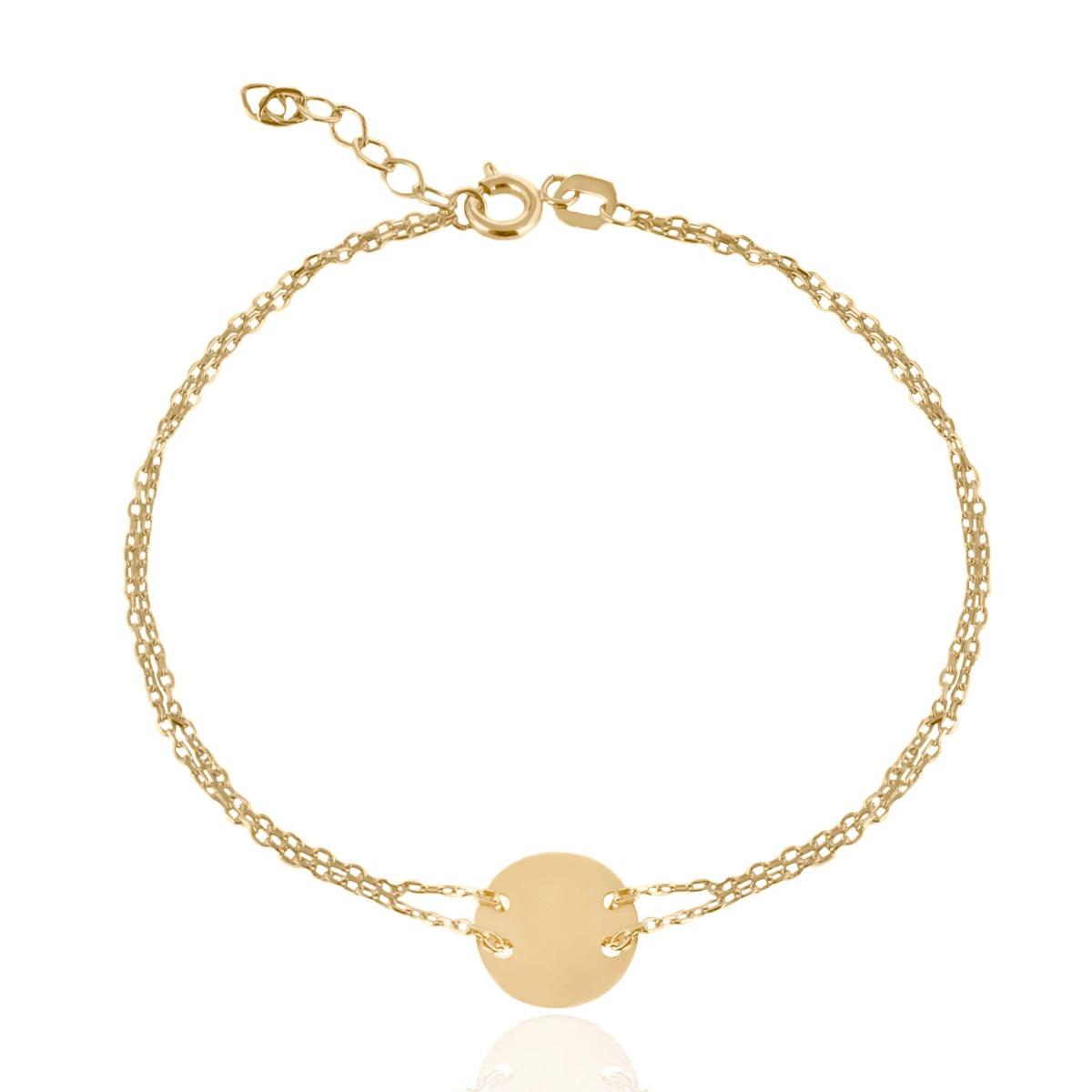 Двойна Златна гривна с Кръгла Плочка