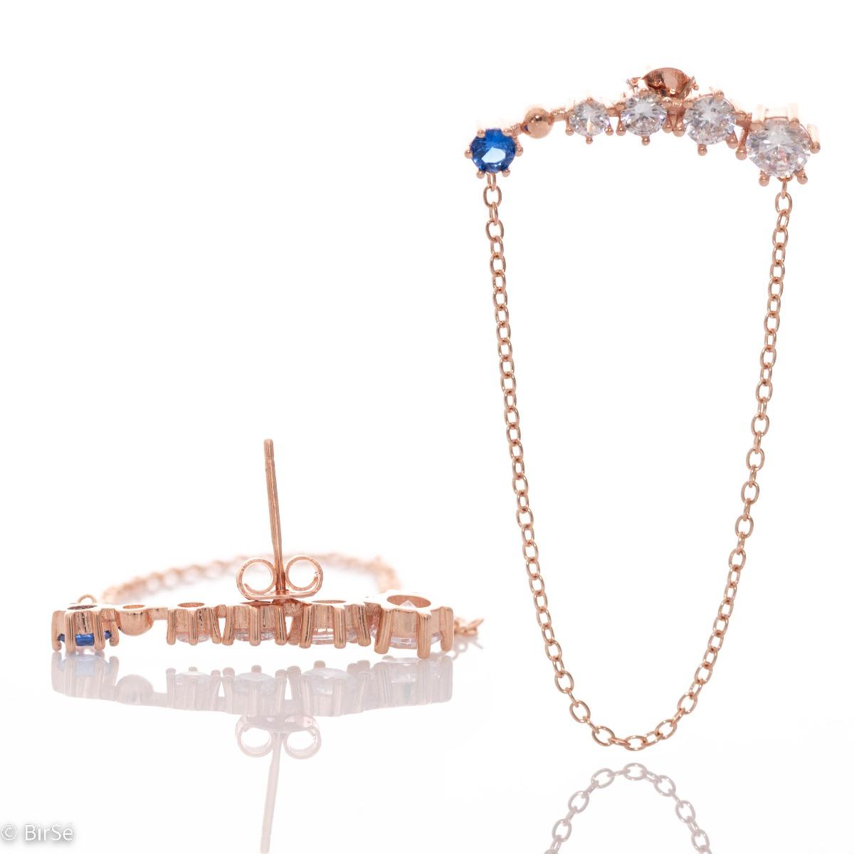 Елегантни Обеци от Розово Сребро с Пленителни Циркони и Екзотичен Стил