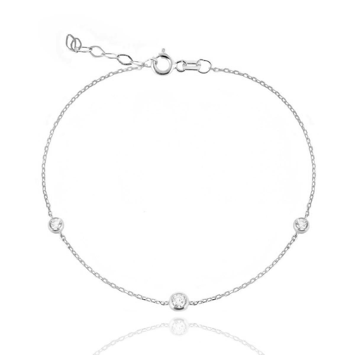 Фина Златна Гривна с Три Циркона в Обков