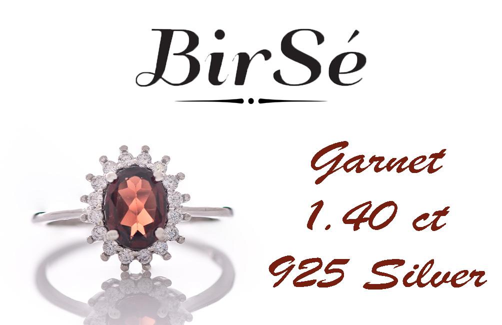 Сребърен пръстен - Естествен Гранат 1,40 ct.