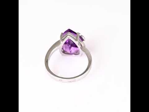 Сребърен пръстен - Естествен аметист 5.00 ct 