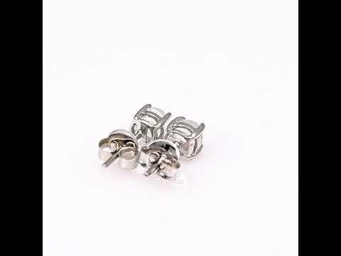 Сребърни обеци - Естествен лунен камък 5х5 мм 0,68 ct.