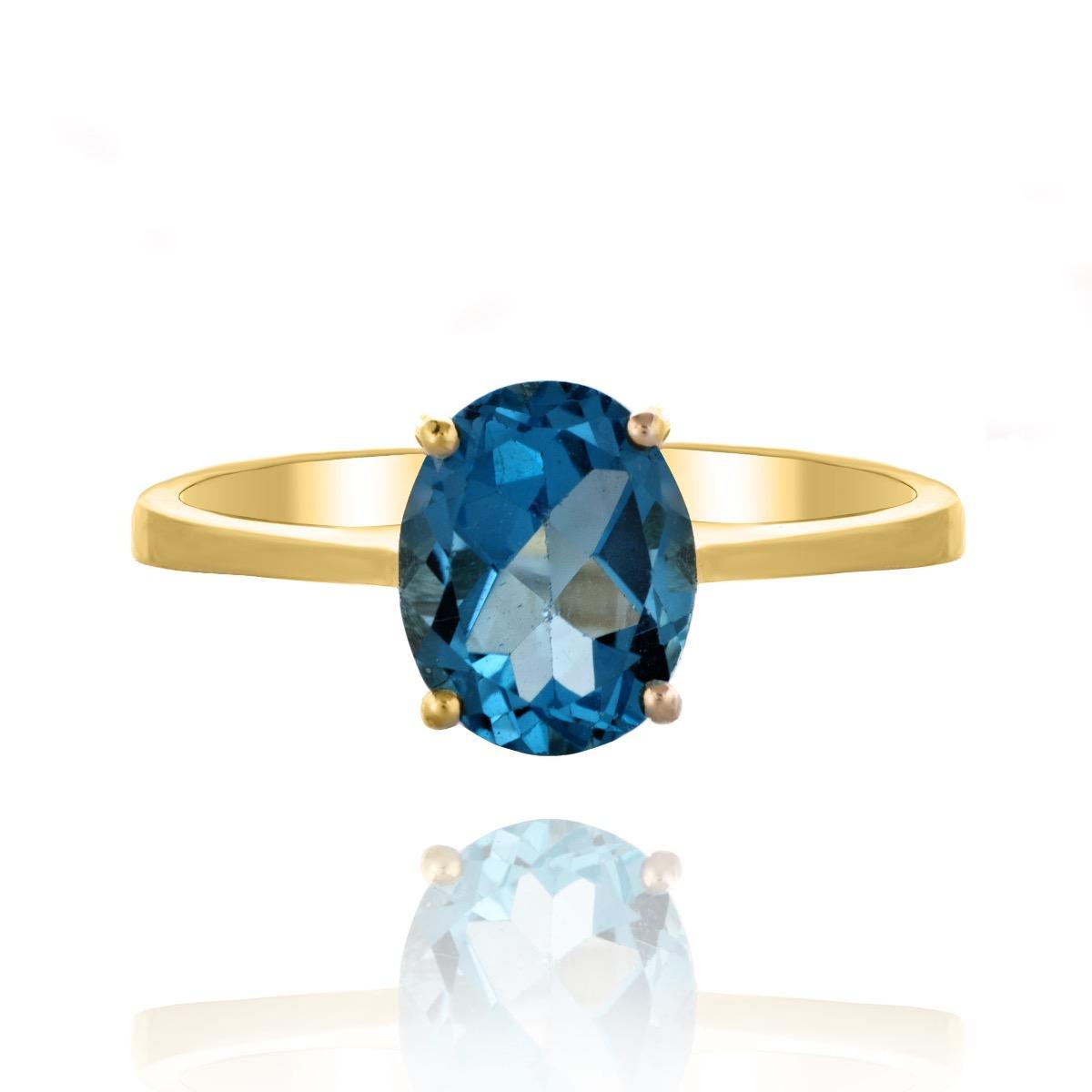 Златен Пръстен с Изящен и Бляскав Камък Лондон Топаз