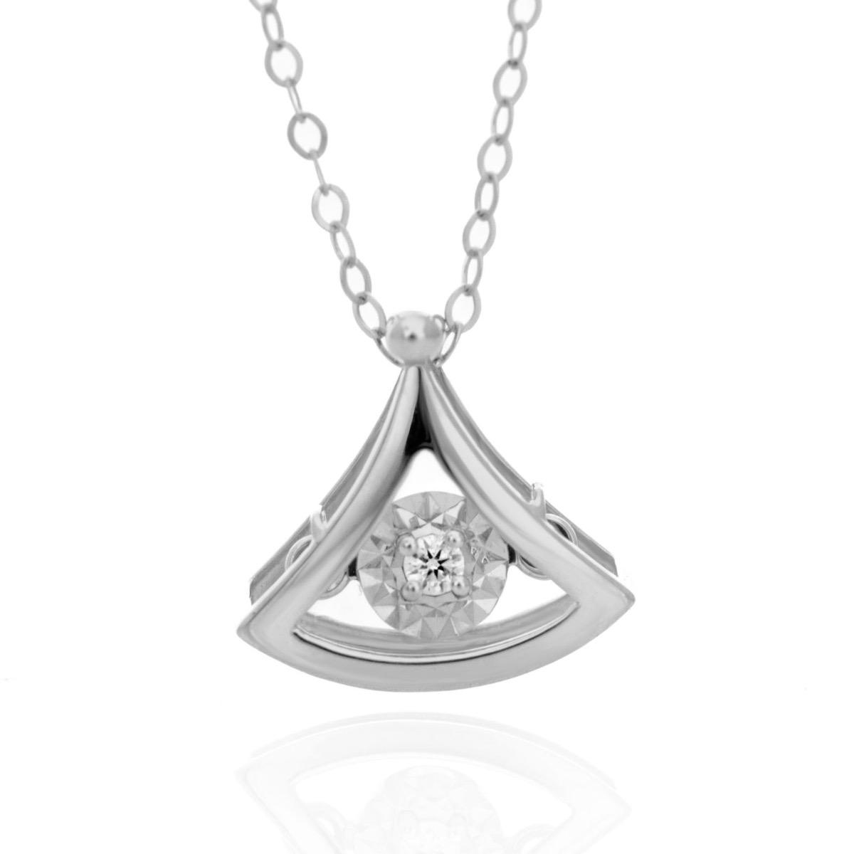 Ефектно Дамско Колие от Бяло Злато с Диамант