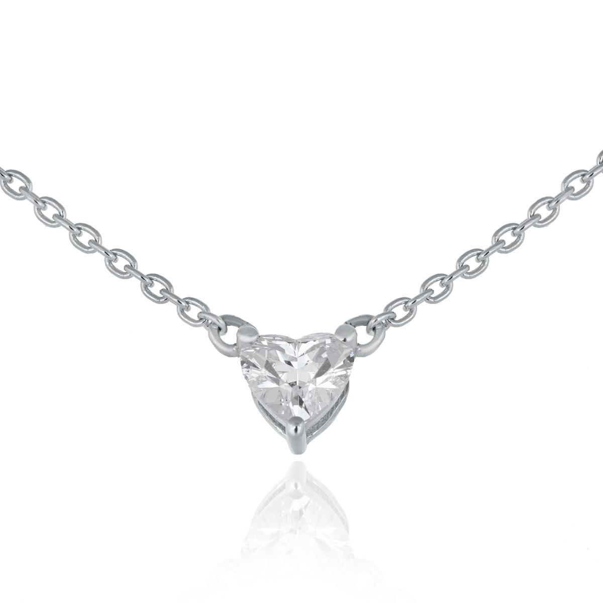 Колие от Бяло Злато- Диамант Сърце 0,30 ct.