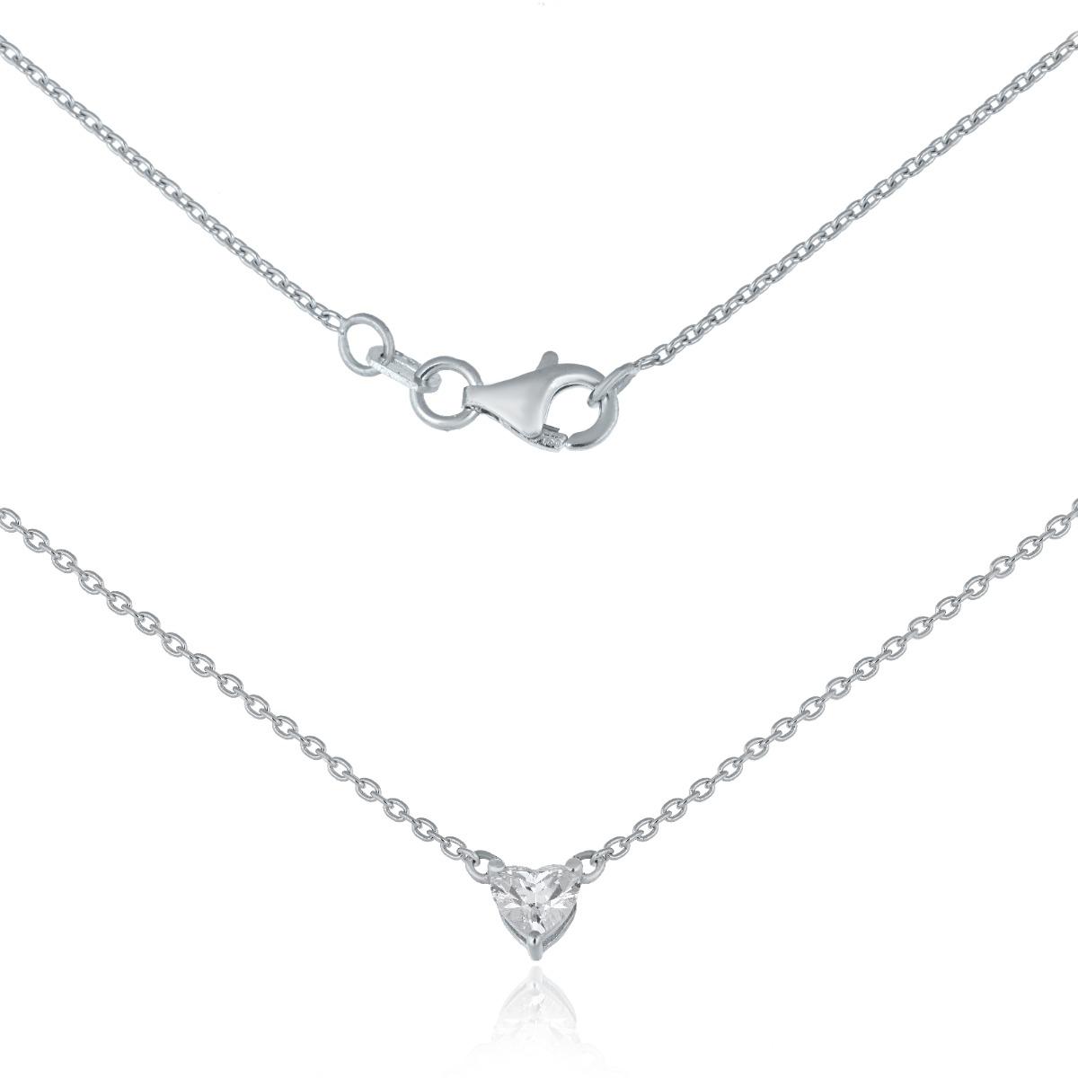 Колие от Бяло Злато- Диамант Сърце 0,30 ct.