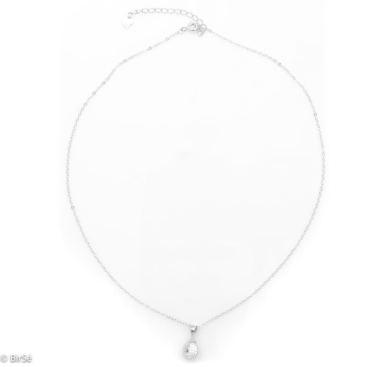 Екстравагантно Сребърно Колие с Въртящ Се Елемент Обсипан с Циркони