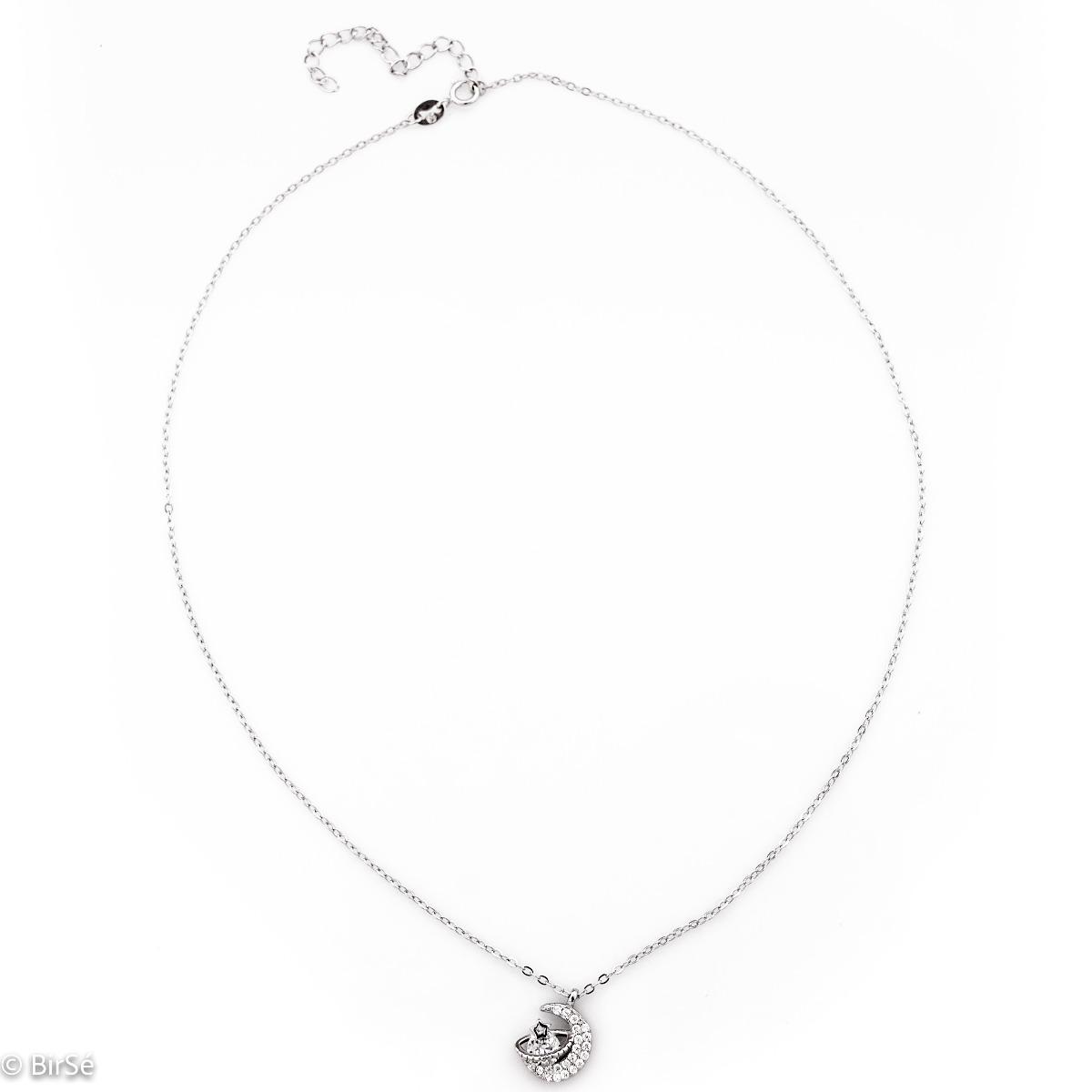 Изящно Сребърно Колие с Космически Елементи и Омагьосващи Циркони