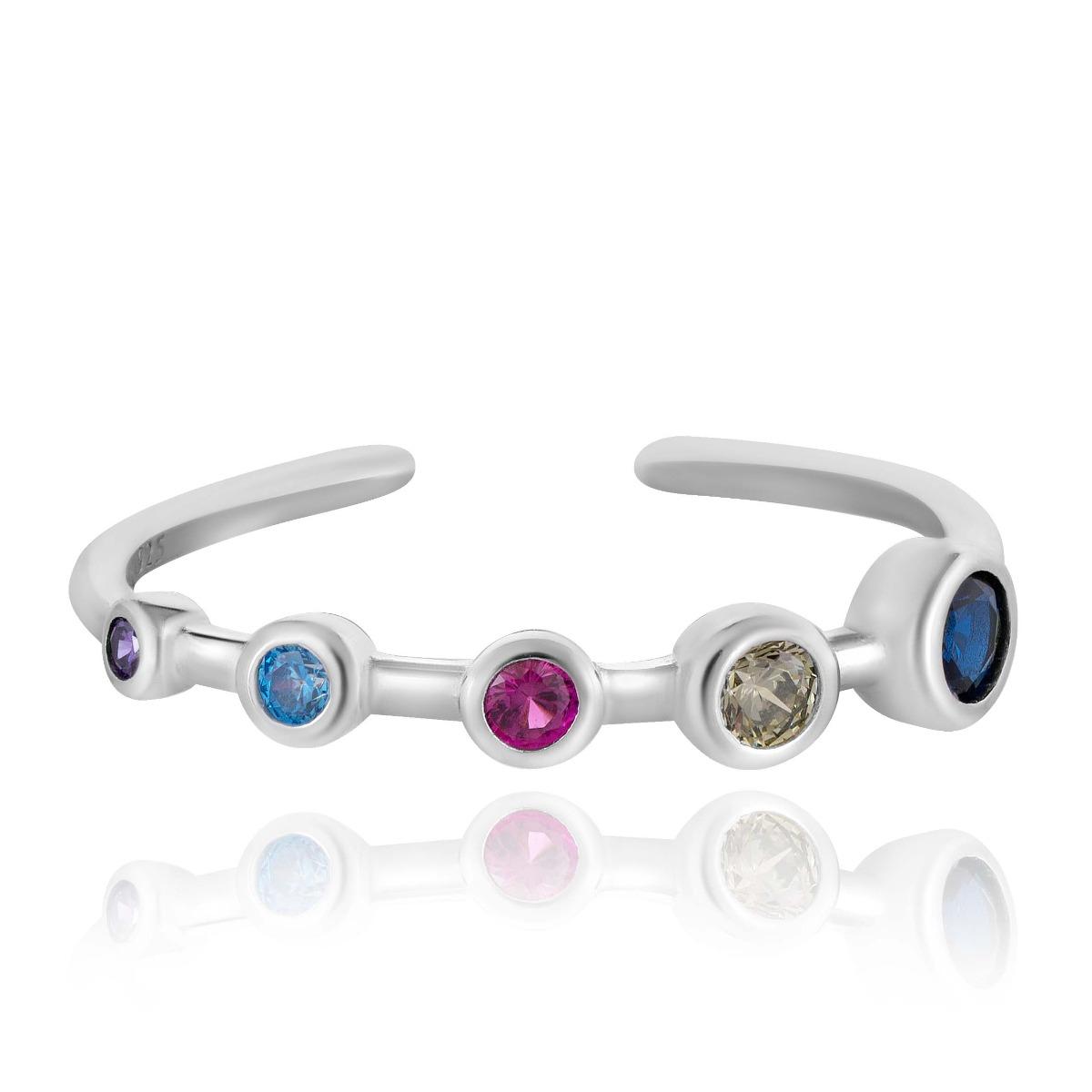 Нежен Сребърен Пръстен с Цветни Циркони