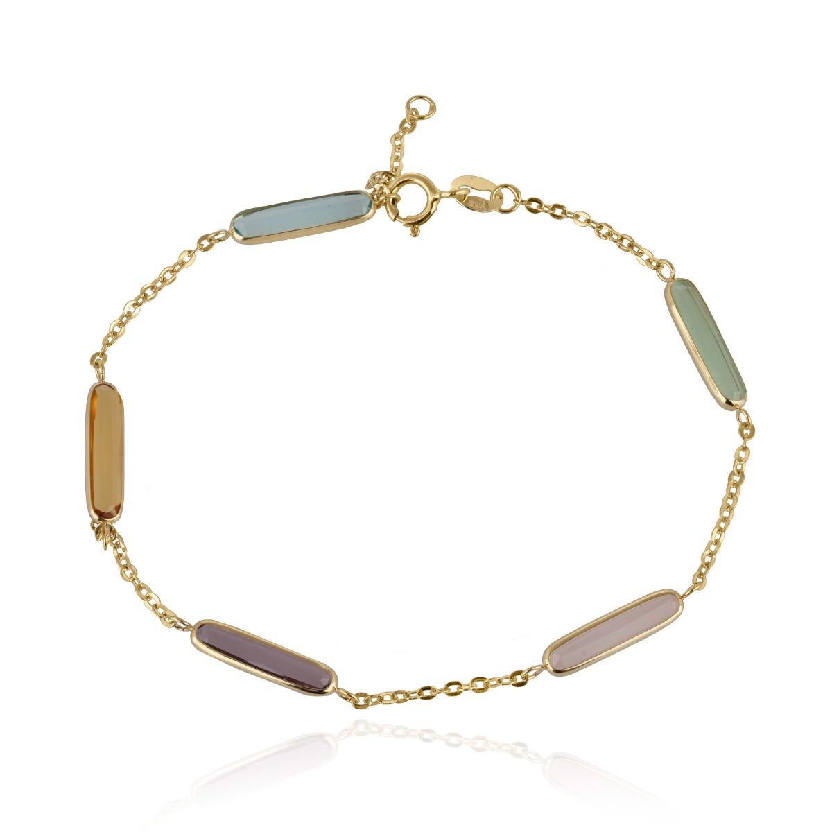 Нежна Златна Гривна с Цветни Акценти