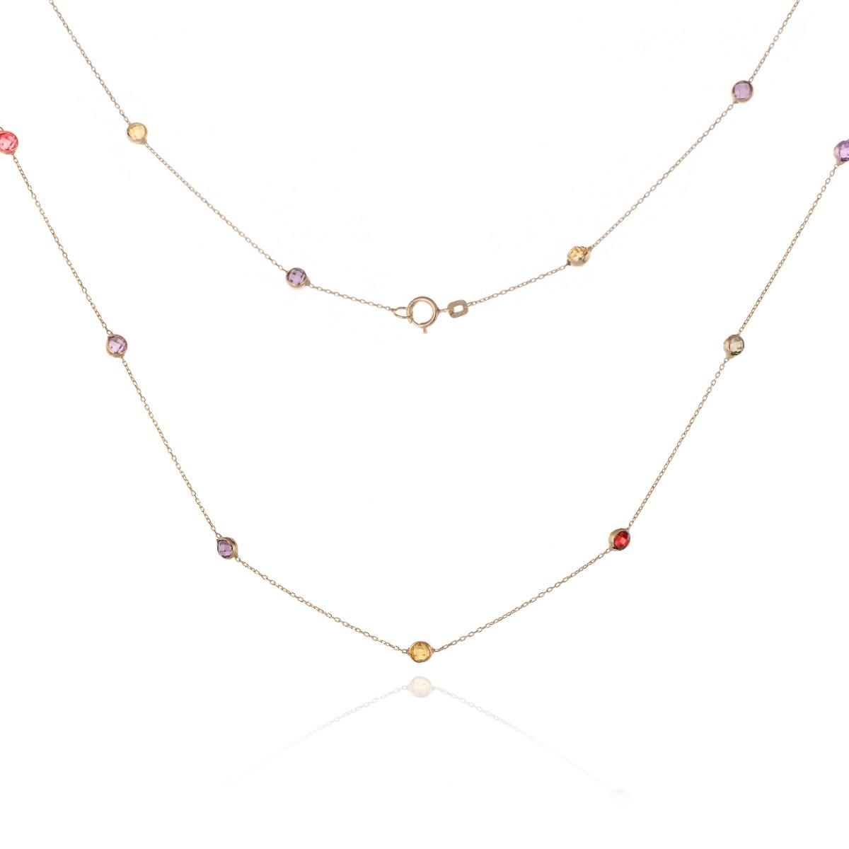 Нежно Дамско Колие с Разноцветни Камъни