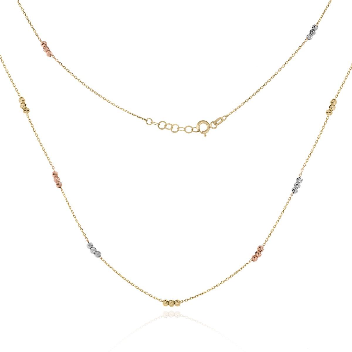 Нежно Златно Колие с Три Цвята Топчета