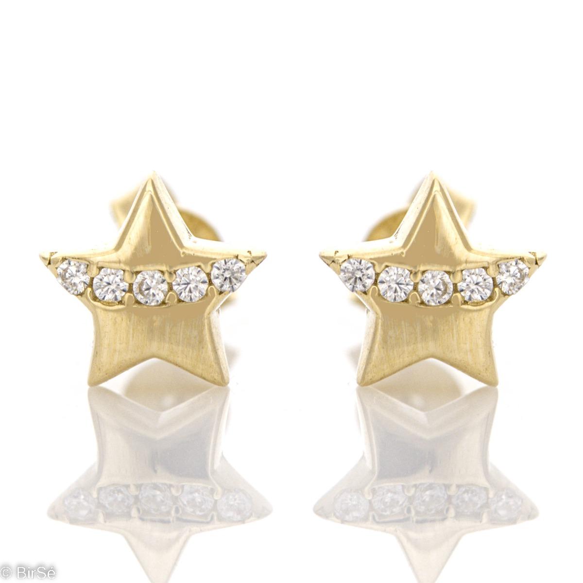 Матирани Златни Обеци Звезди на Щифт