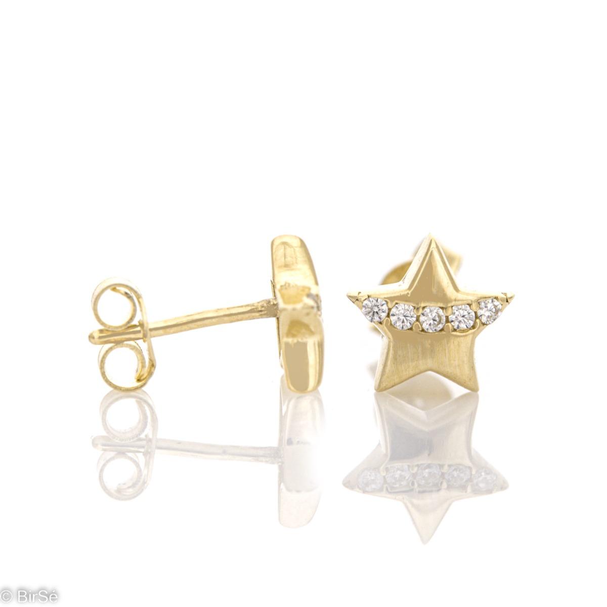 Матирани Златни Обеци Звезди на Щифт