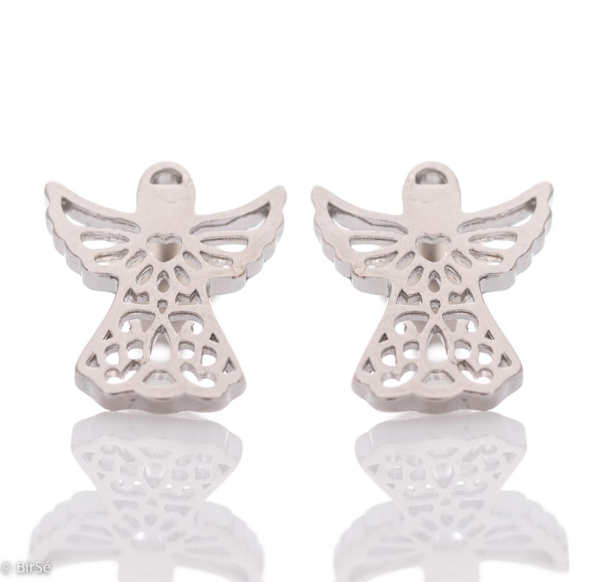 Символични Сребърни Обеци на Щифт за Малки Ангелчета