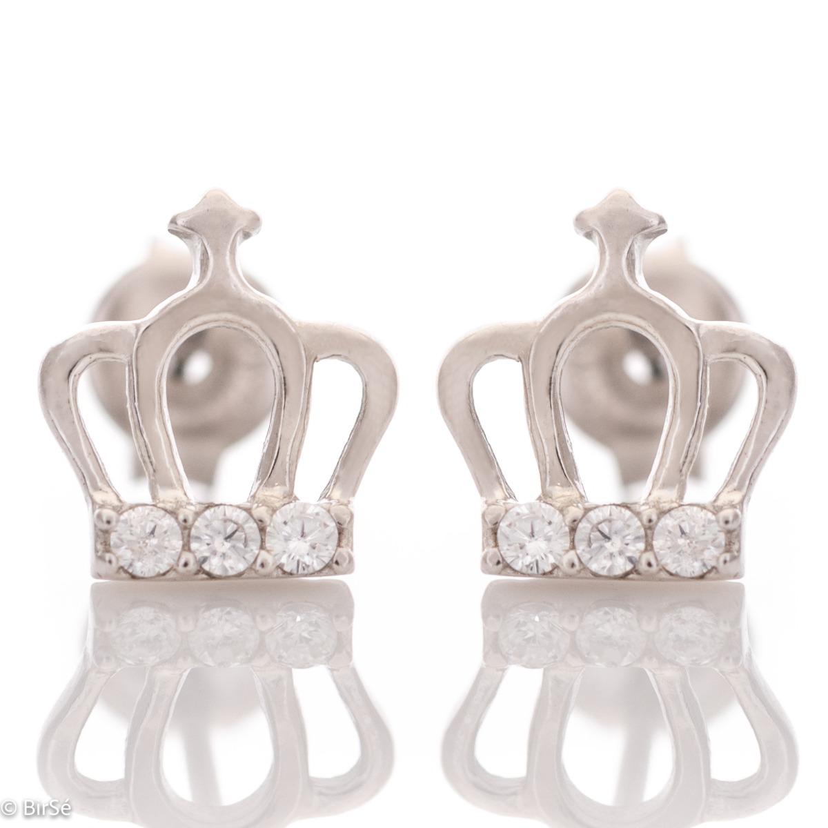 Елегантни Обеци Корони от Родирано Сребро Подходящи за Принцеси