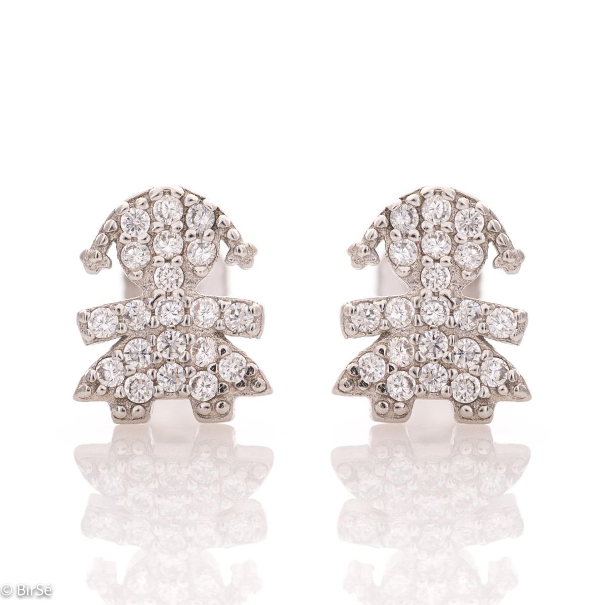 Очарователни Обеци с Момиченце от Родирано Сребро и Циркони