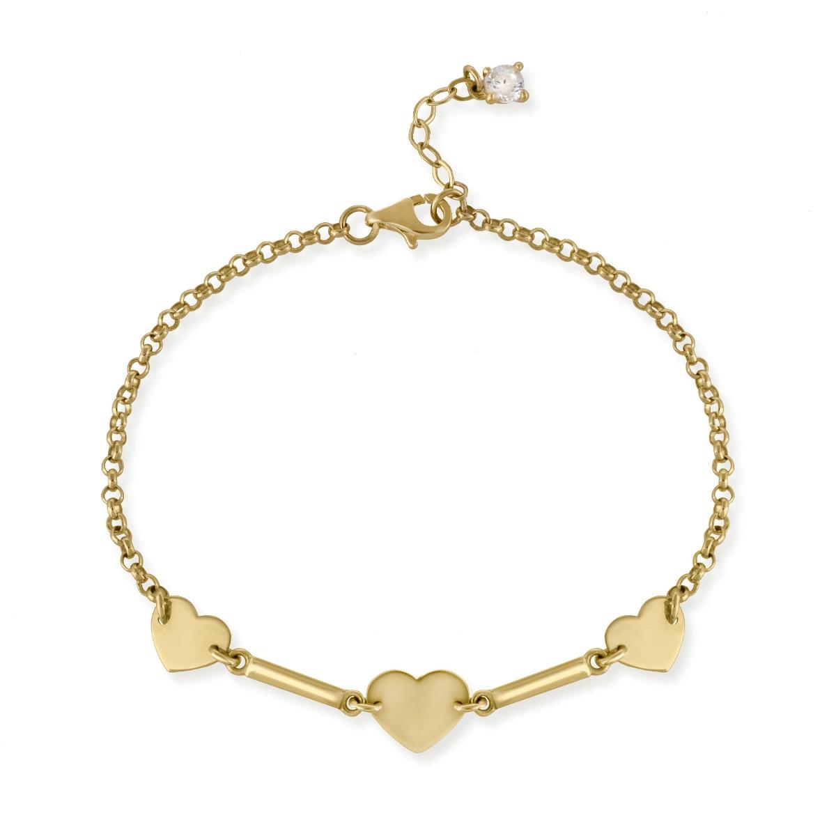 Очарователна Златна Гривна- "Три Сърца"