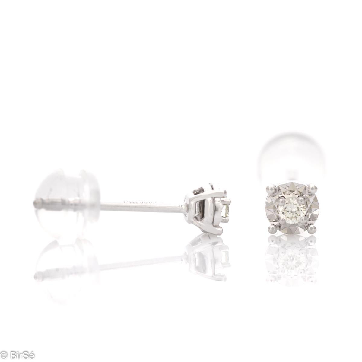 Класически Обеци от Бяло Злато 18к с Блестящи Диаманти