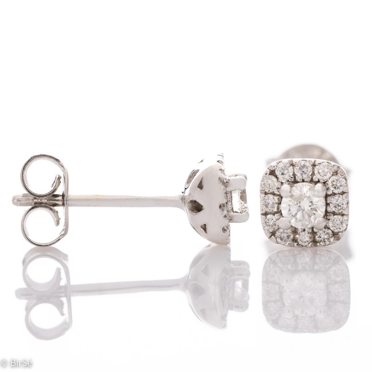 Изтънчени Обеци от 18к Бяло Злато с Диамантен Блясък 0,14 ct.