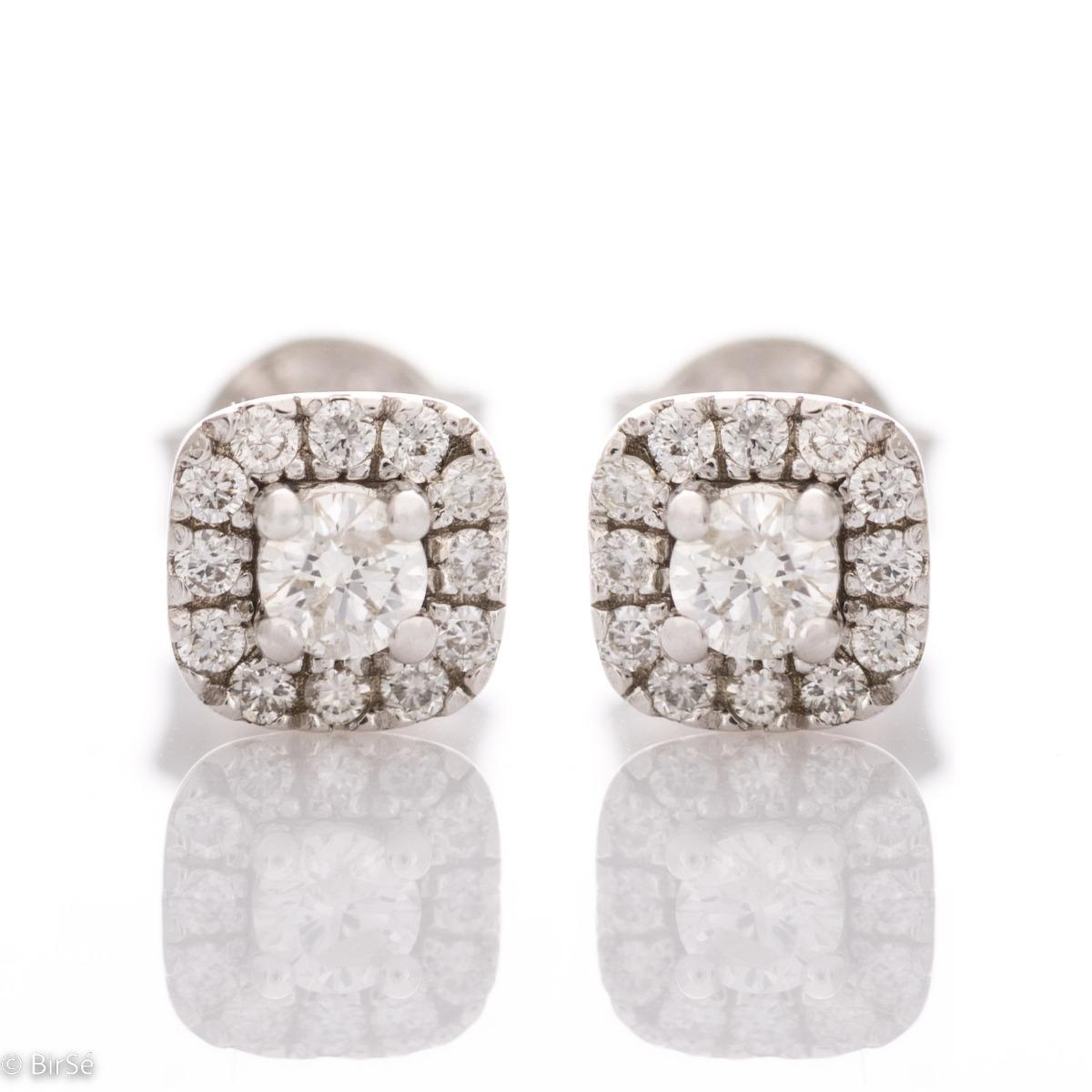 Изтънчени Обеци от 18к Бяло Злато с Диамантен Блясък 0,14 ct.