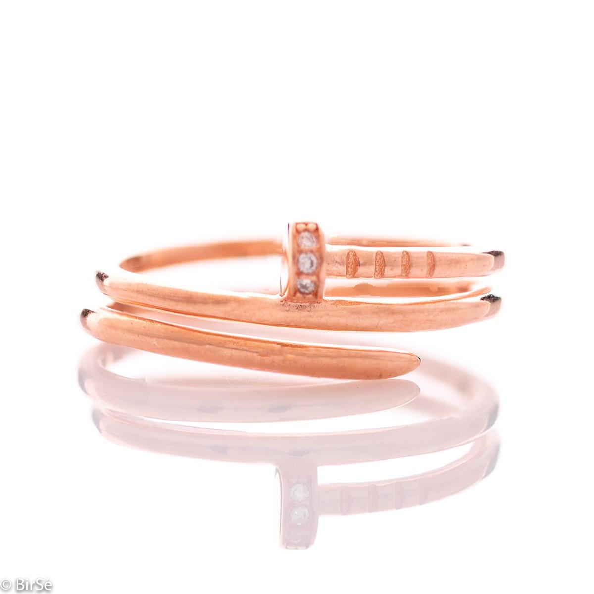 Сребърен Пръстен Розов Пирон