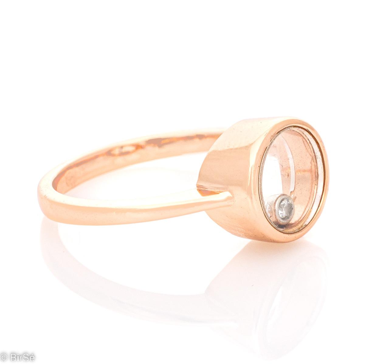 Елегантен Пръстен Розово Сребро с Мини Цирконче