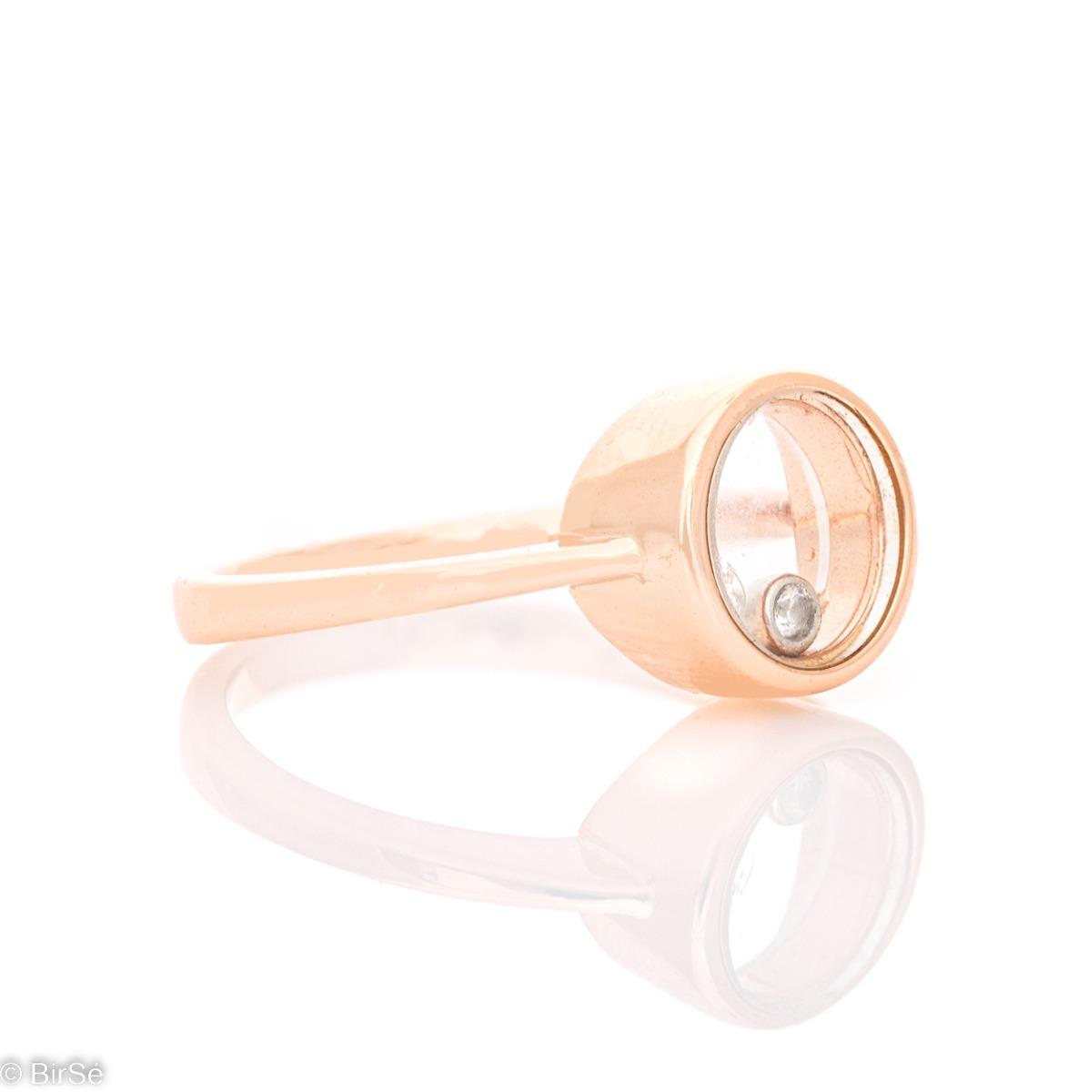 Елегантен Пръстен Розово Сребро с Мини Цирконче