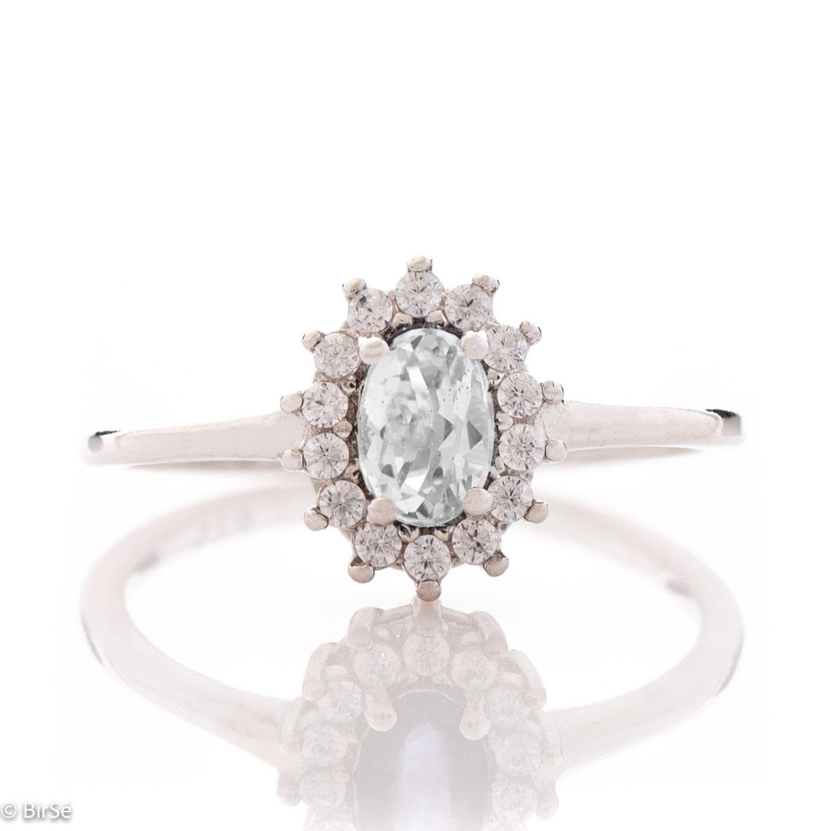 Ефектен Сребърен Пръстен Маркиза с Мойсанит