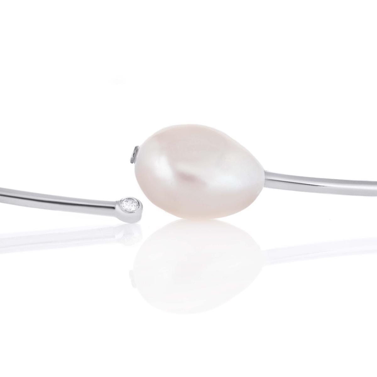 Семпла Твърда Огърлица с Естествена Перла 12,4 мм