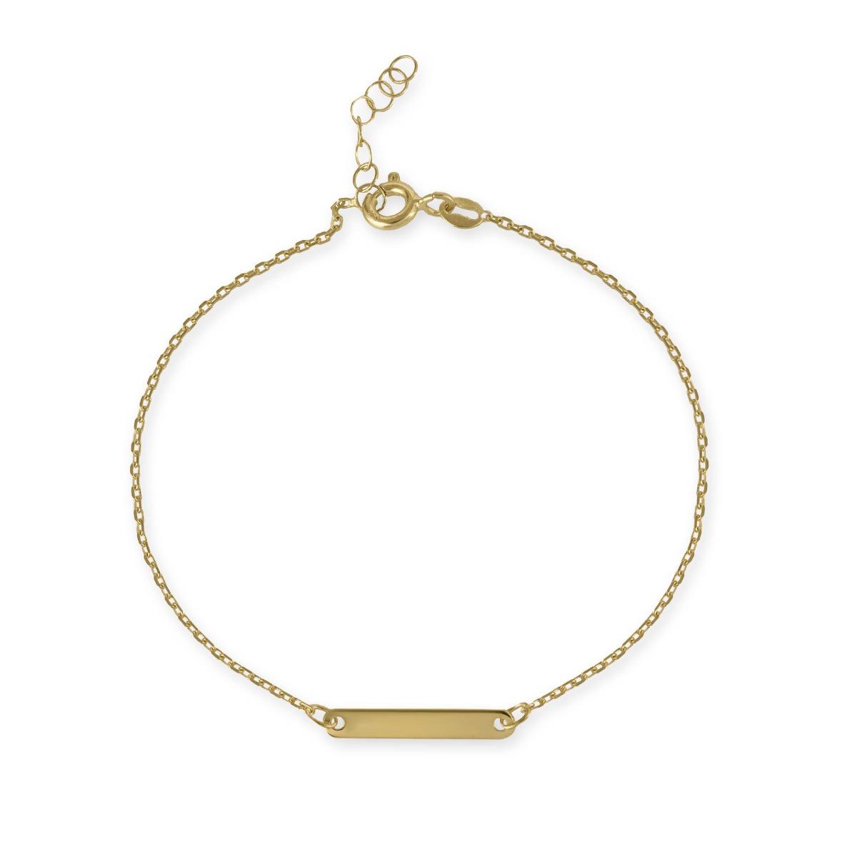 Семпла Златна Гривна с Плочка