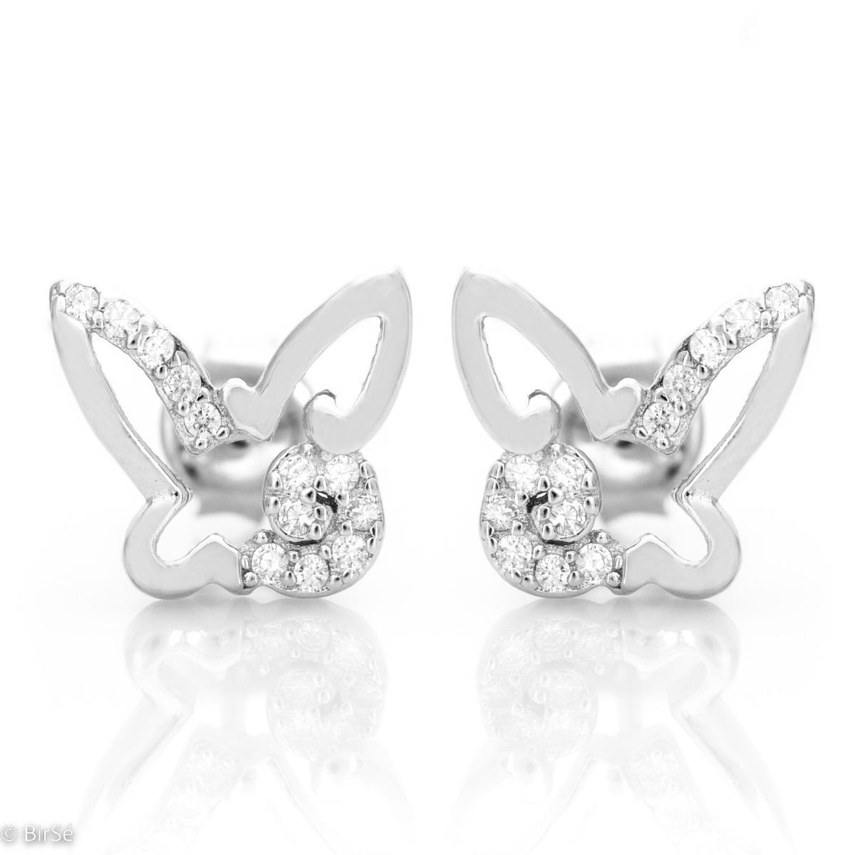 Изящни Обеци Сребърни Пеперуди с Циркони