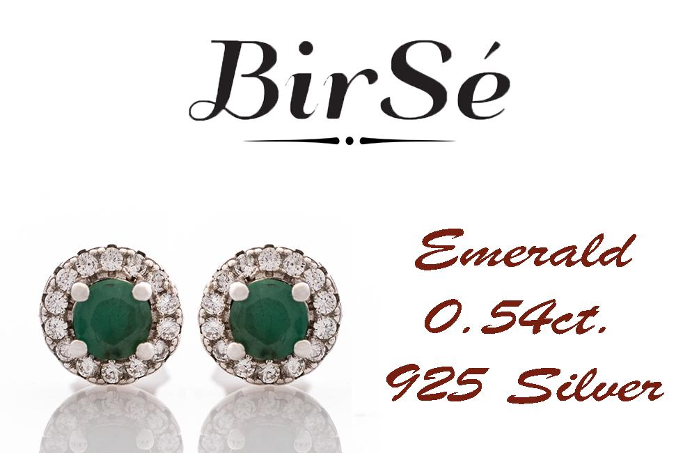 Сребърни обеци - Естествен Изумруд 0,54 ct.
