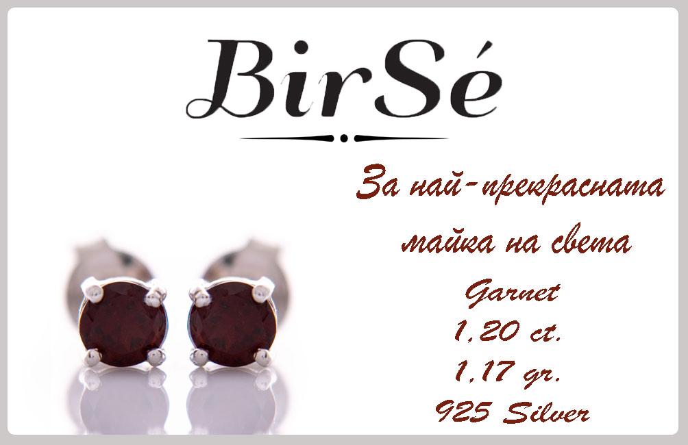 Сребърни обеци - Естествен Гранат 5х5 мм 1,20 ct.