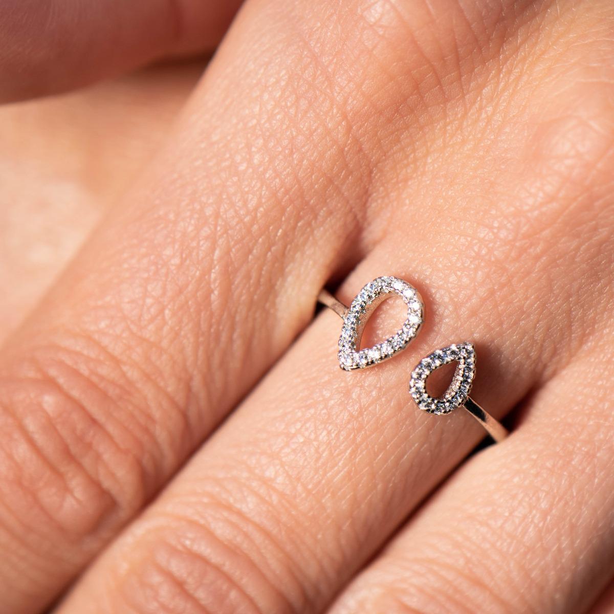 Сребърен пръстен - Капки