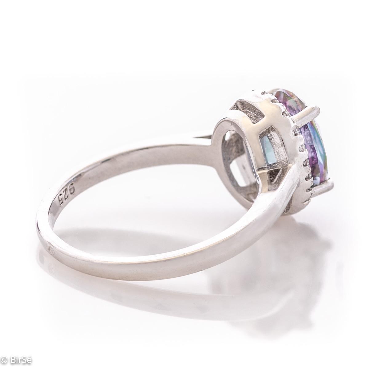 Сребърен пръстен - Естествен мистик топаз 2,50 ct.